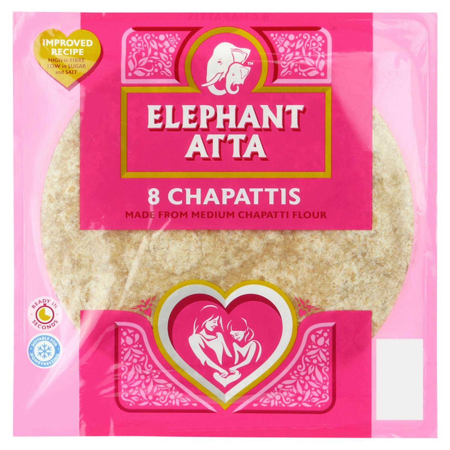 Elephant Atta Chapattis 8 count multipack 360g, UK version