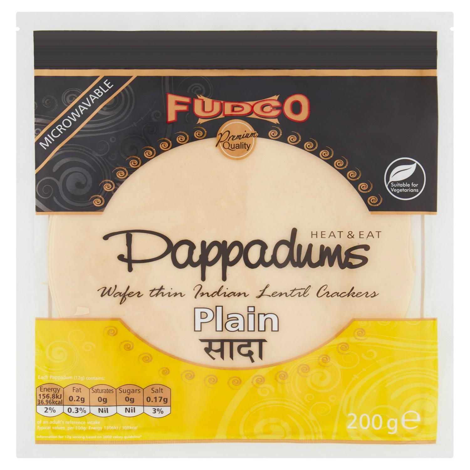 Fudco plain pappadums - British product