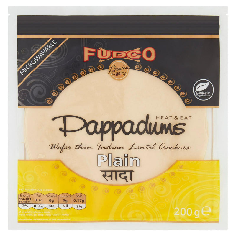 Fudco plain pappadums - British product