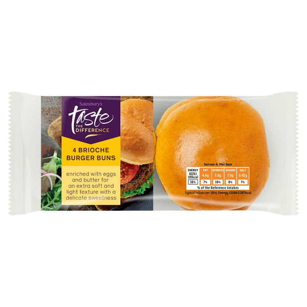 Brioche Burger Buns with Butter and Egg, Pack of 4