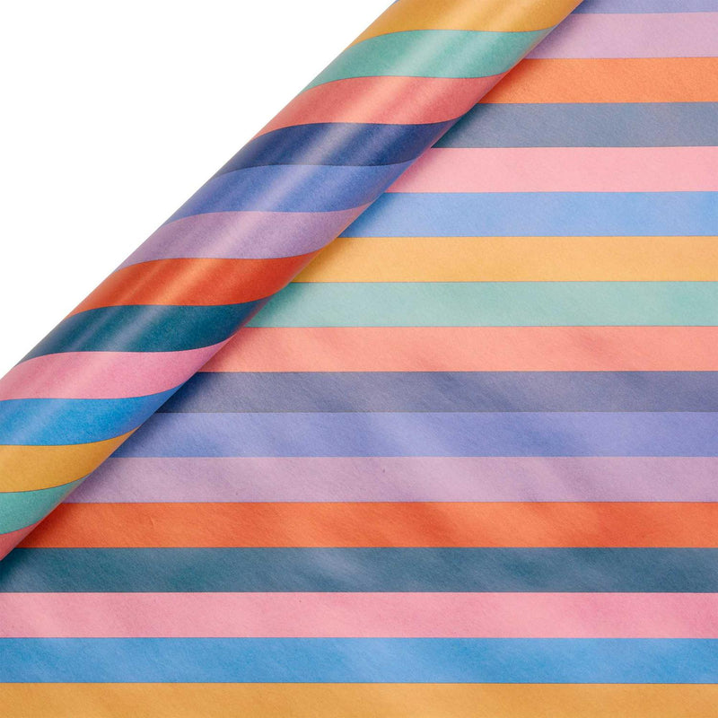Sainsbury's Rainbow Stripe Birthday Gift Wrap Wrapping Paper - 3m