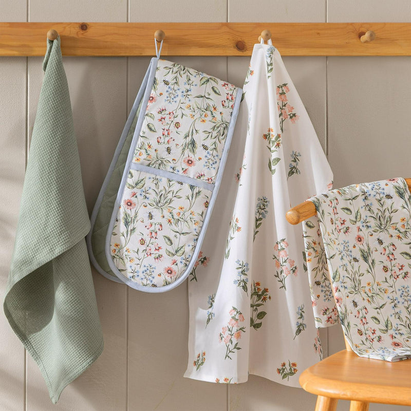 Sainsbury's bee floral double oven gloves cotton (British brand)