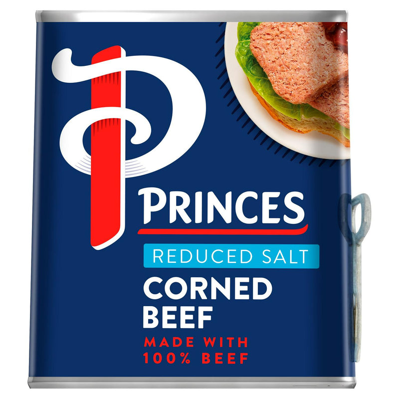 Princes reduced salt corned beef 340g, imported from the UK
