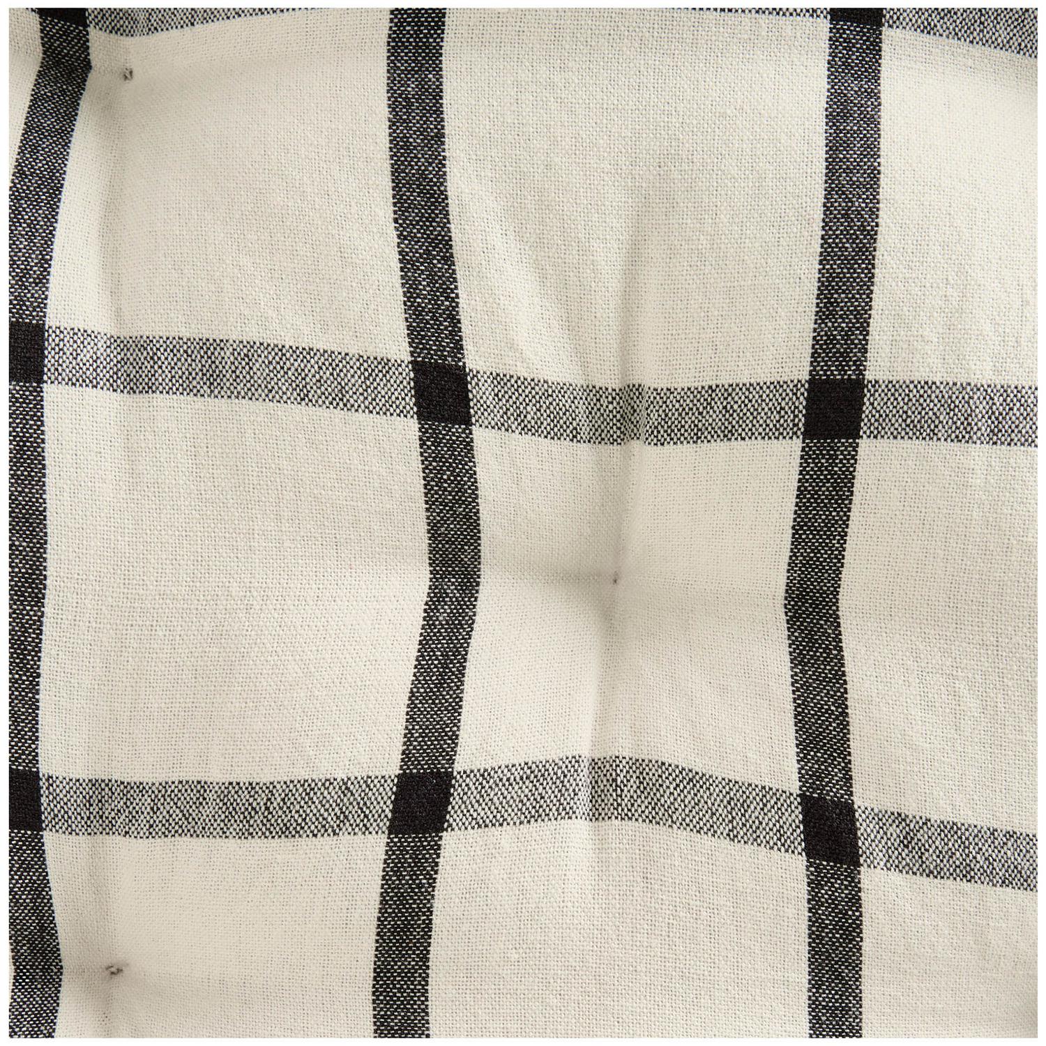 Woven Cotton Check Seat Cushion Pair for Wooden Chairs 40cm x 40cm