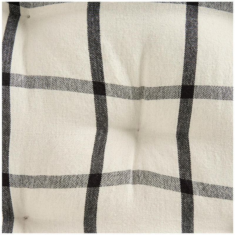 Woven Cotton Check Seat Cushion Pair for Wooden Chairs 40cm x 40cm