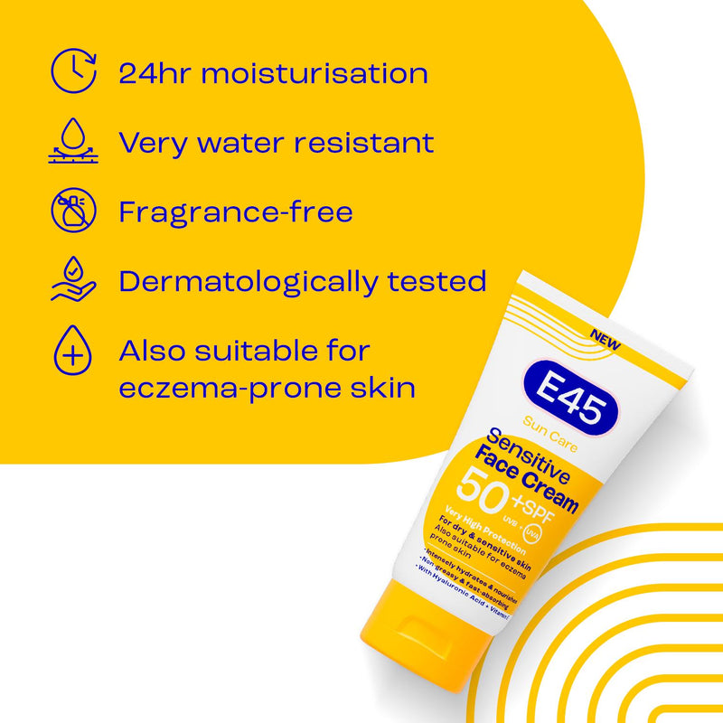 E45 sensitive face sun cream SPF50+ 50ml - British product
