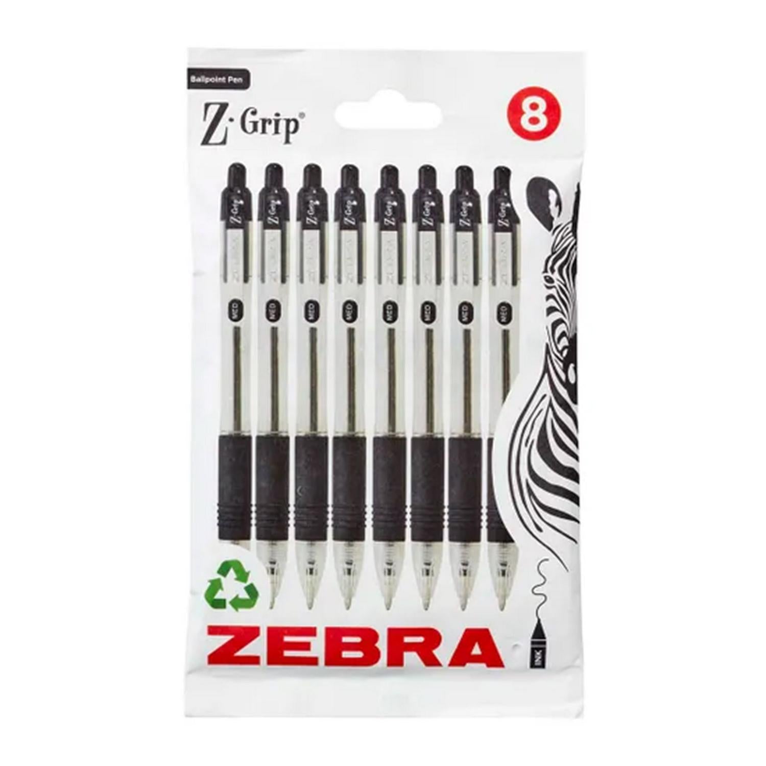 Zebra black ballpoint pen pack of 8 (British brand)