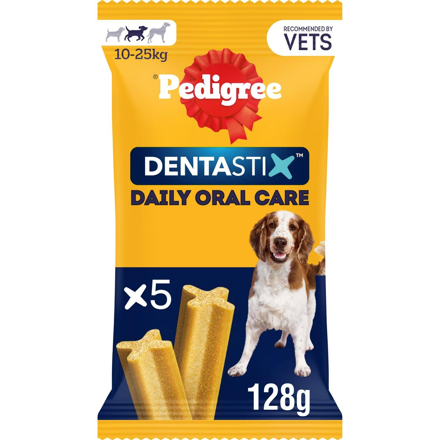 Pedigree Dentastix Daily Adult Medium Dog Treats Dental Sticks x5 128g