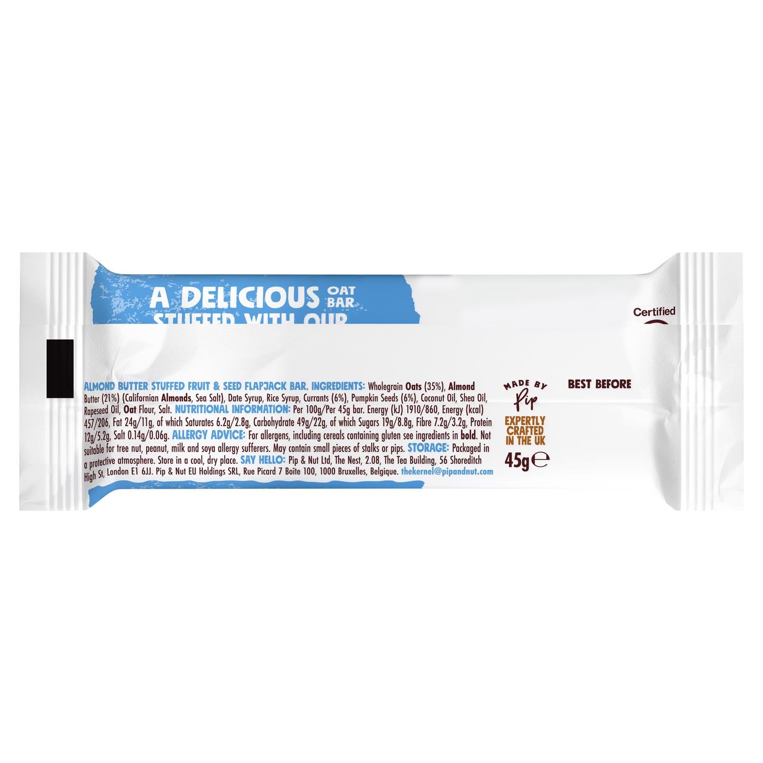 Pip Nut Almond Butter Bar 45g, imported from the UK