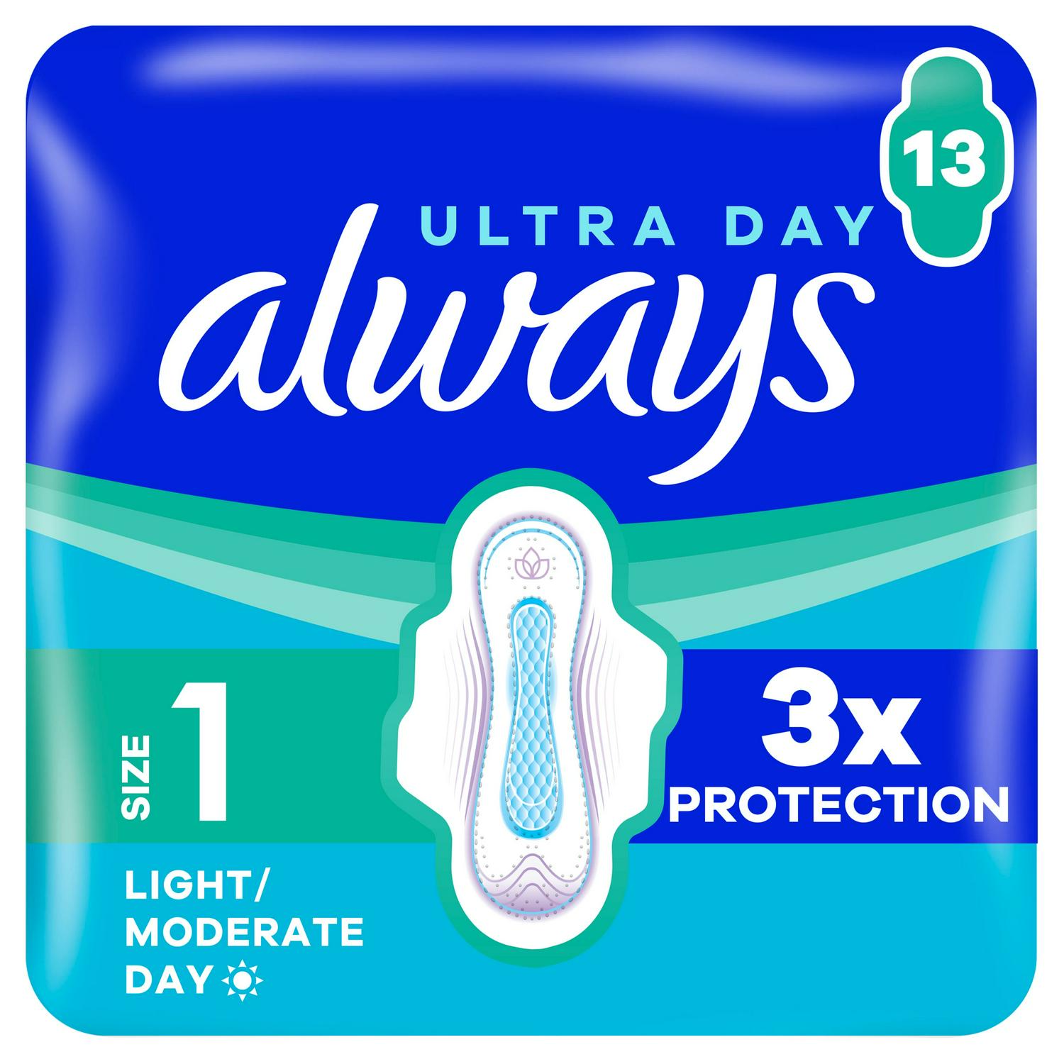 Always Ultra Sanitary Towels Normal Size 1 Wings Pads x13