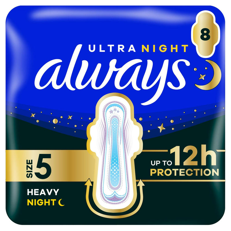 Always Ultra Sanitary Towels Secure Night Extra Wings Pads Size 5 x8