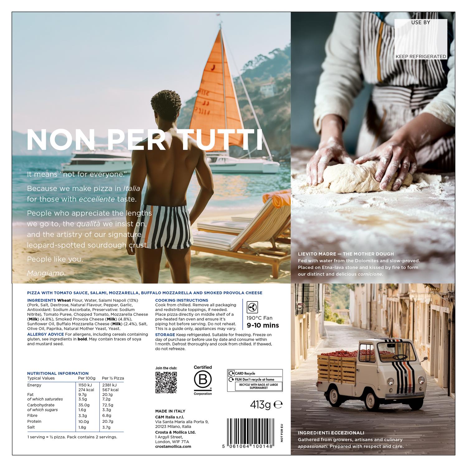 Crosta Mollica Salami Napoli Sourdough Pizza 413g