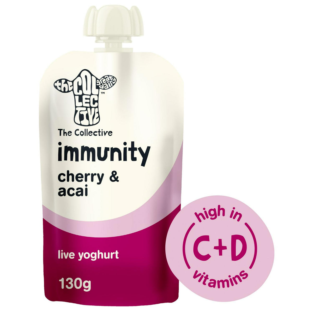 The Collective Immunity Cherry & Acai Live Yoghurt Pouch 130g