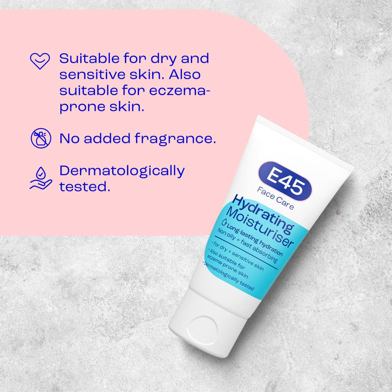 E45 hydrating moisturiser face care 50ml, UK version