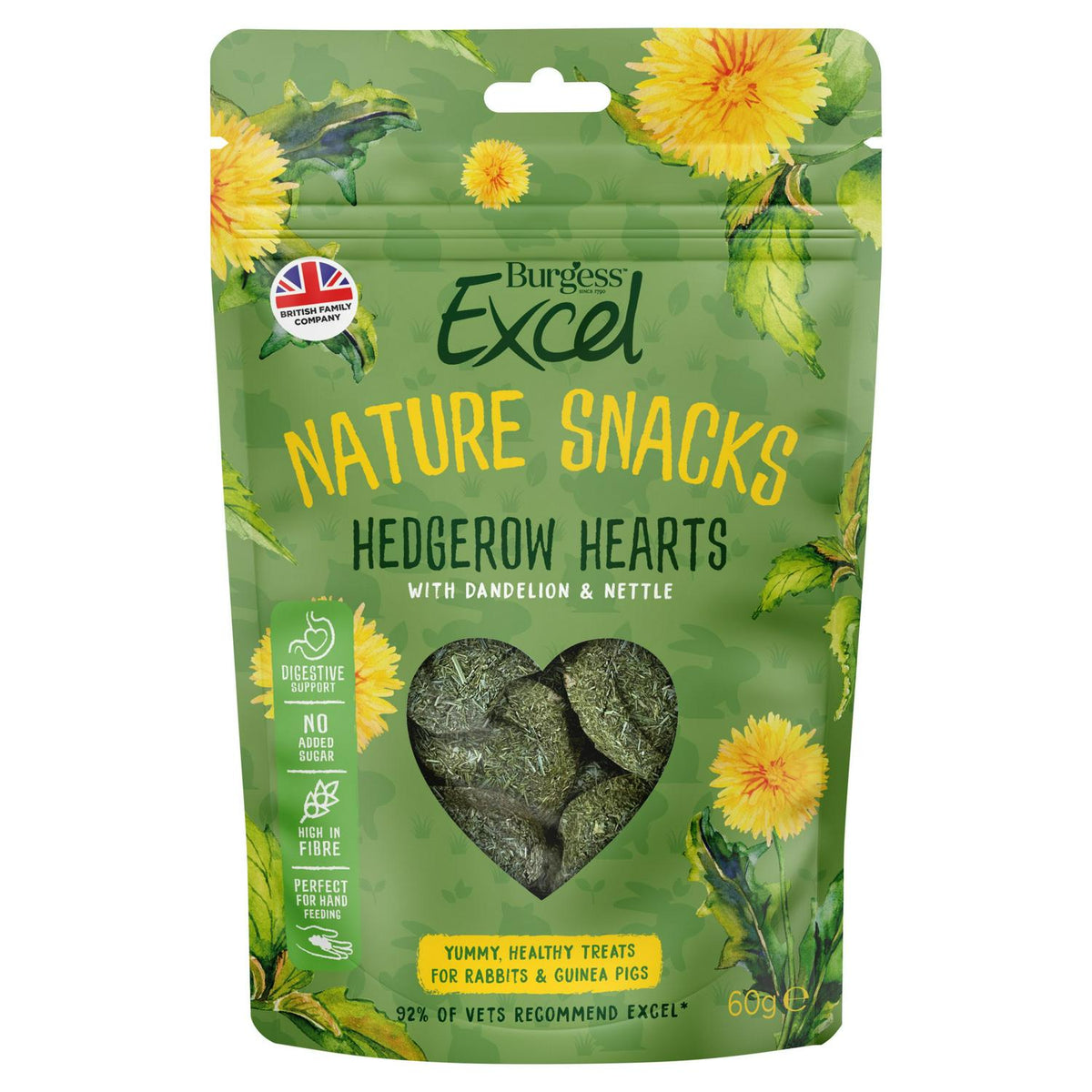 Burgess Excel Nature Snacks Hedgerow Hearts 60g