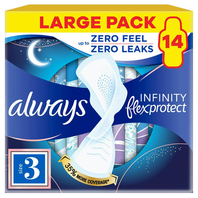Sainsburys Always Flexprotect Sanitary Towels Night Size 3 with Wings Pads x14- اشترِ عبر الإنترنت من McGrocer