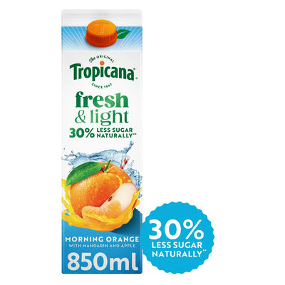Sainsburys Tropicana Boisson mélange matinal frais et léger à l'orange 850ml- Acheter en ligne chez McGrocer