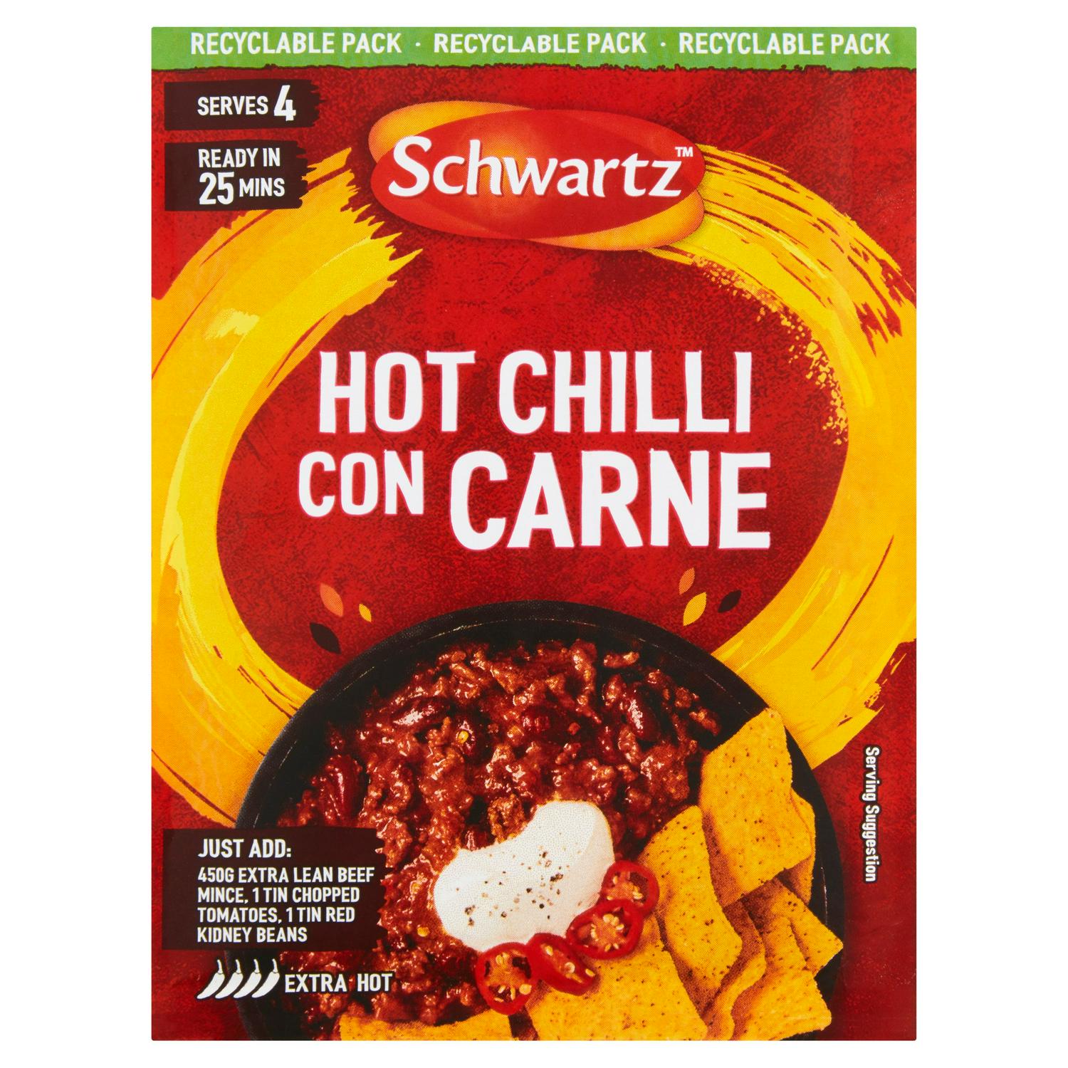 Schwartz Hot Chilli Con Carne Mix Extra Hot 41g (British brand)
