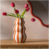 Habitat Hand Painted Rust Stripe Vase 25cm - British product