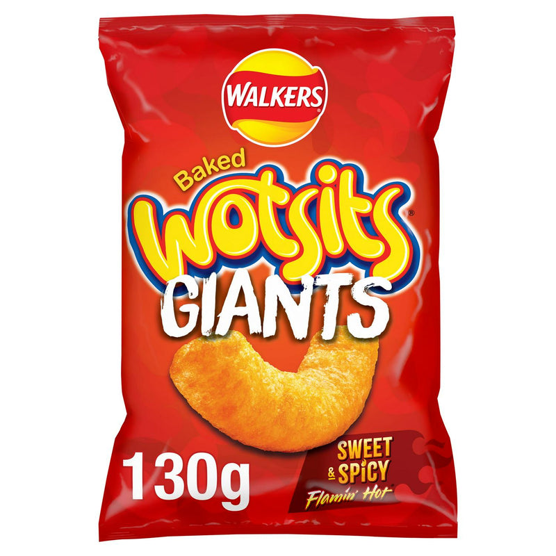 Walkers Wotsits Giants Sweet and Spicy Baked Corn Puffs 130g (British brand)