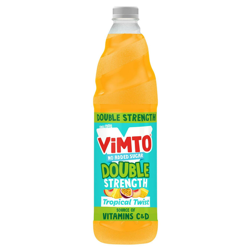 Vimto Double Strength Tropical Twist Squash 725ml Bottle (British brand)
