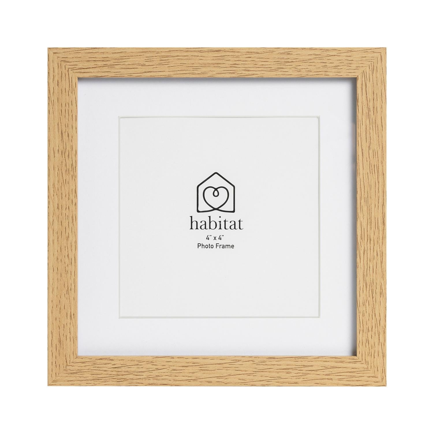 Habitat oak single mount photo frame 4x4 inch, imported from the UK