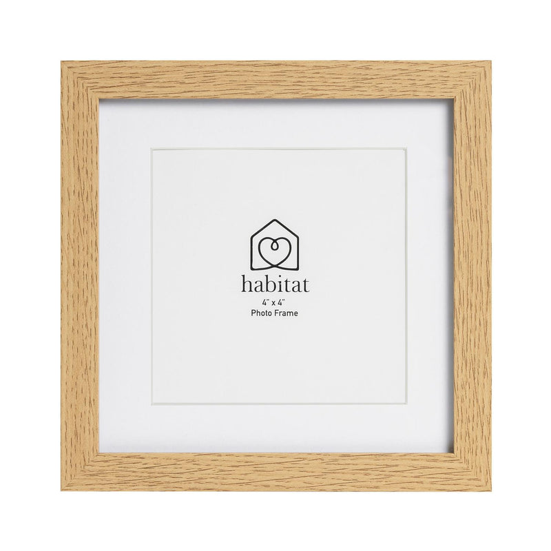 Habitat oak single mount photo frame 4x4 inch, imported from the UK