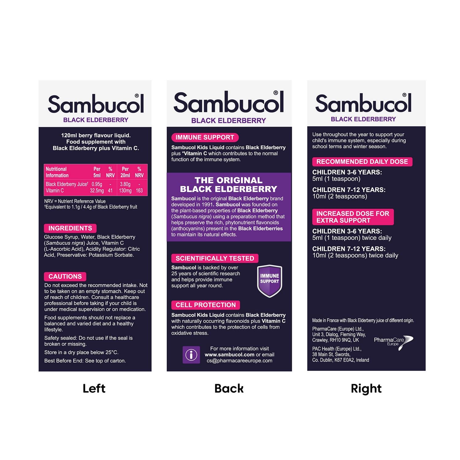 Sambucol Black Elderberry Kids Liquid Vitamin C 120ml (British brand)