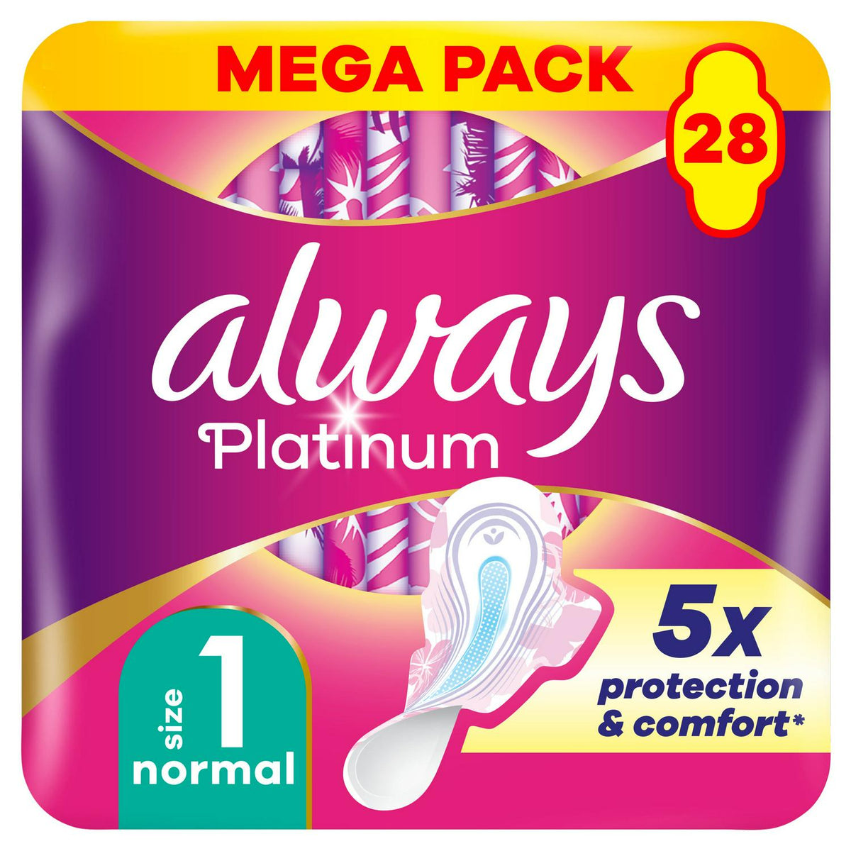 Always Platinum Normal Size 1 Sanitary Towels With Wings Pads x28