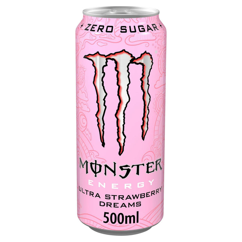 Monster energy drink Ultra Strawberry Dreams 500ml, imported from the UK