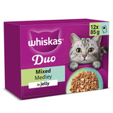 Whiskas 1+ Duo Mixed Medley Adult Wet Cat Food Pouches in Jelly 12 x 85g