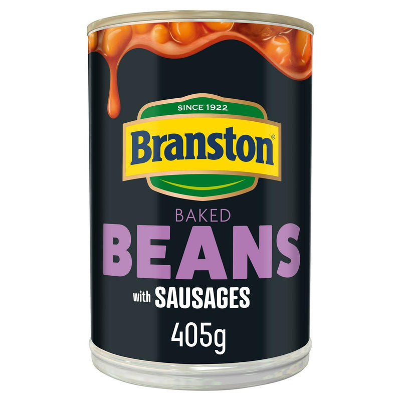 Tin of Branston baked beans and sausages 405g - British product