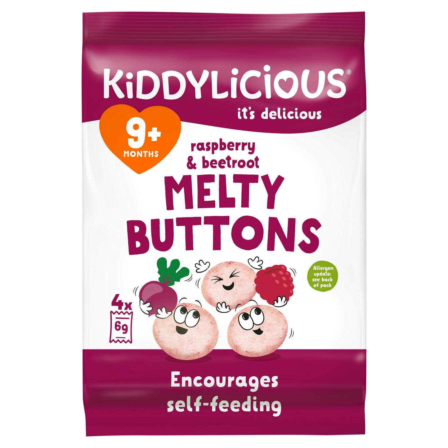 Kiddylicious Raspbery & Beetroot Melty Buttons Baby Snacks 5x6g