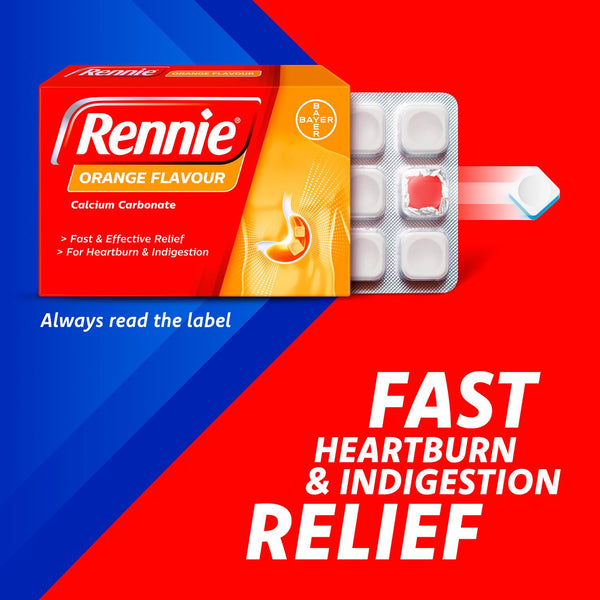 Orange Flavour Antacid Chewable Tablets for Heartburn Relief, 72 Count