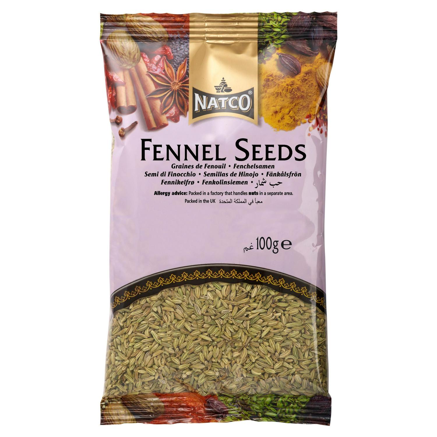 Natco Fennel Seeds 100g bag, imported from the UK.