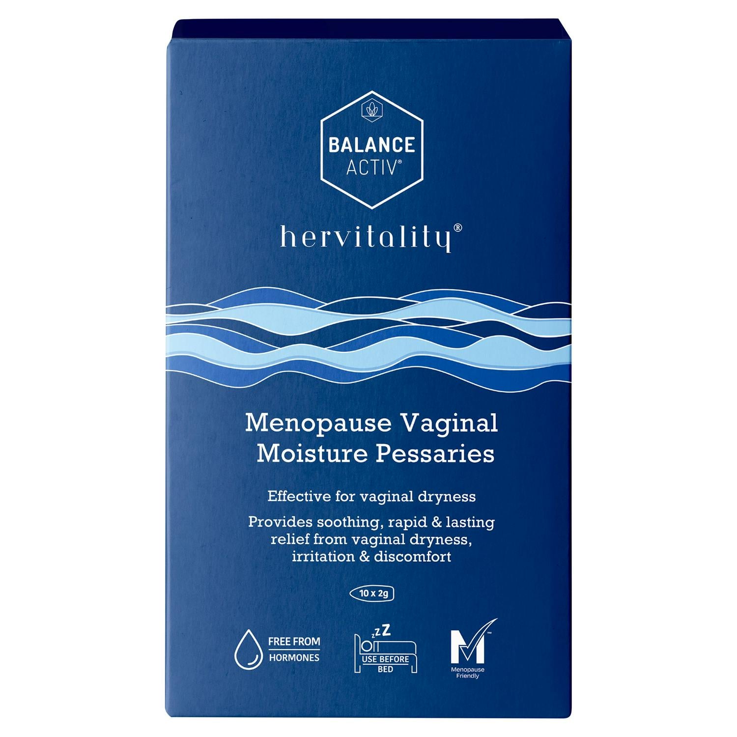 Vaginal Moisture Pessaries with Aloe Vera and Hyaluronic Acid, 10 x 2g, for Dryness Relief