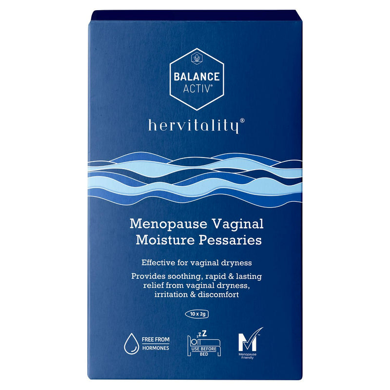 Vaginal Moisture Pessaries with Aloe Vera and Hyaluronic Acid, 10 x 2g, for Dryness Relief