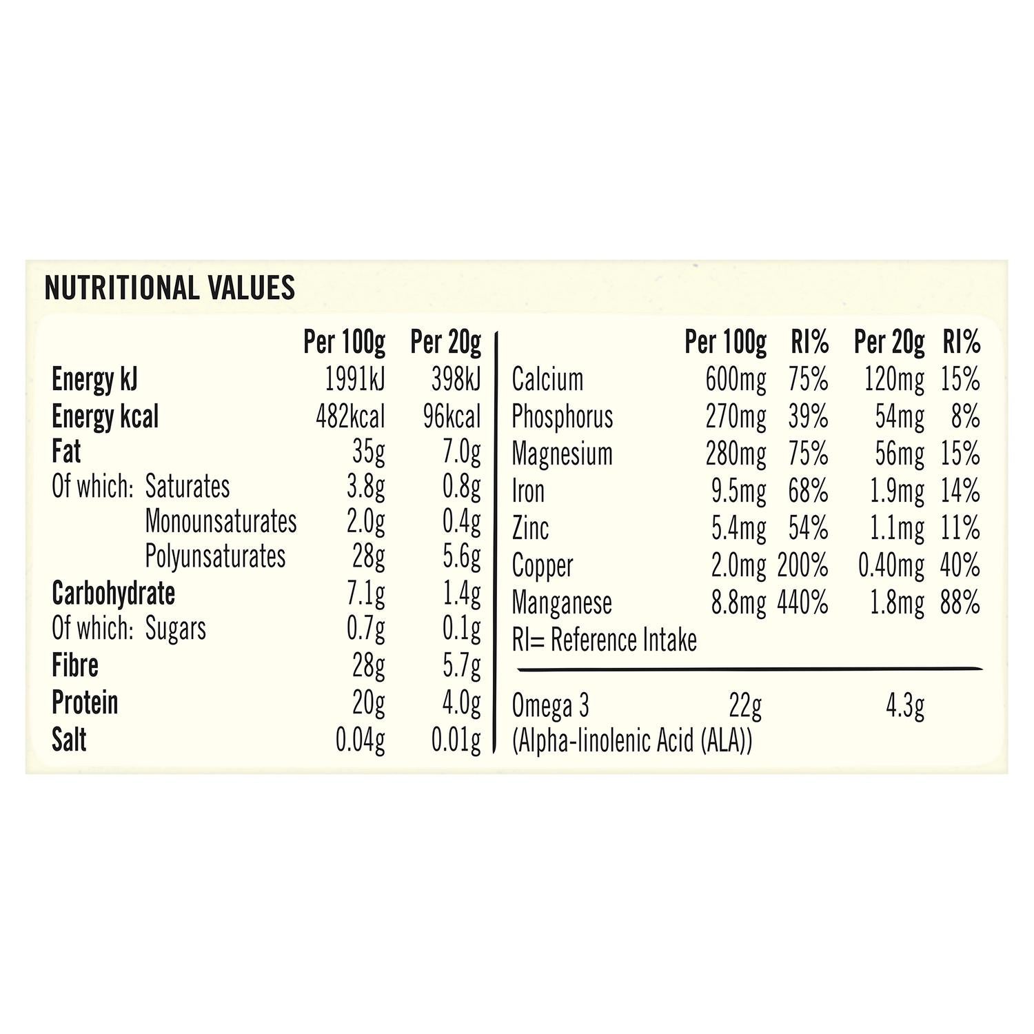 Linwoods milled organic chia seeds 200g pouch, UK version