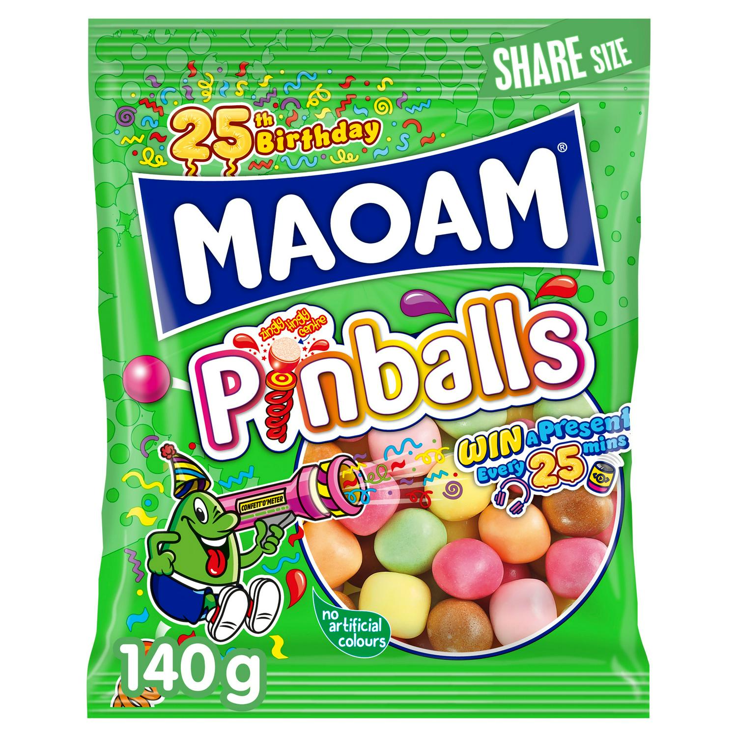 Maoam Pinballs chewy sweets fruit cola 140g, imported from the UK