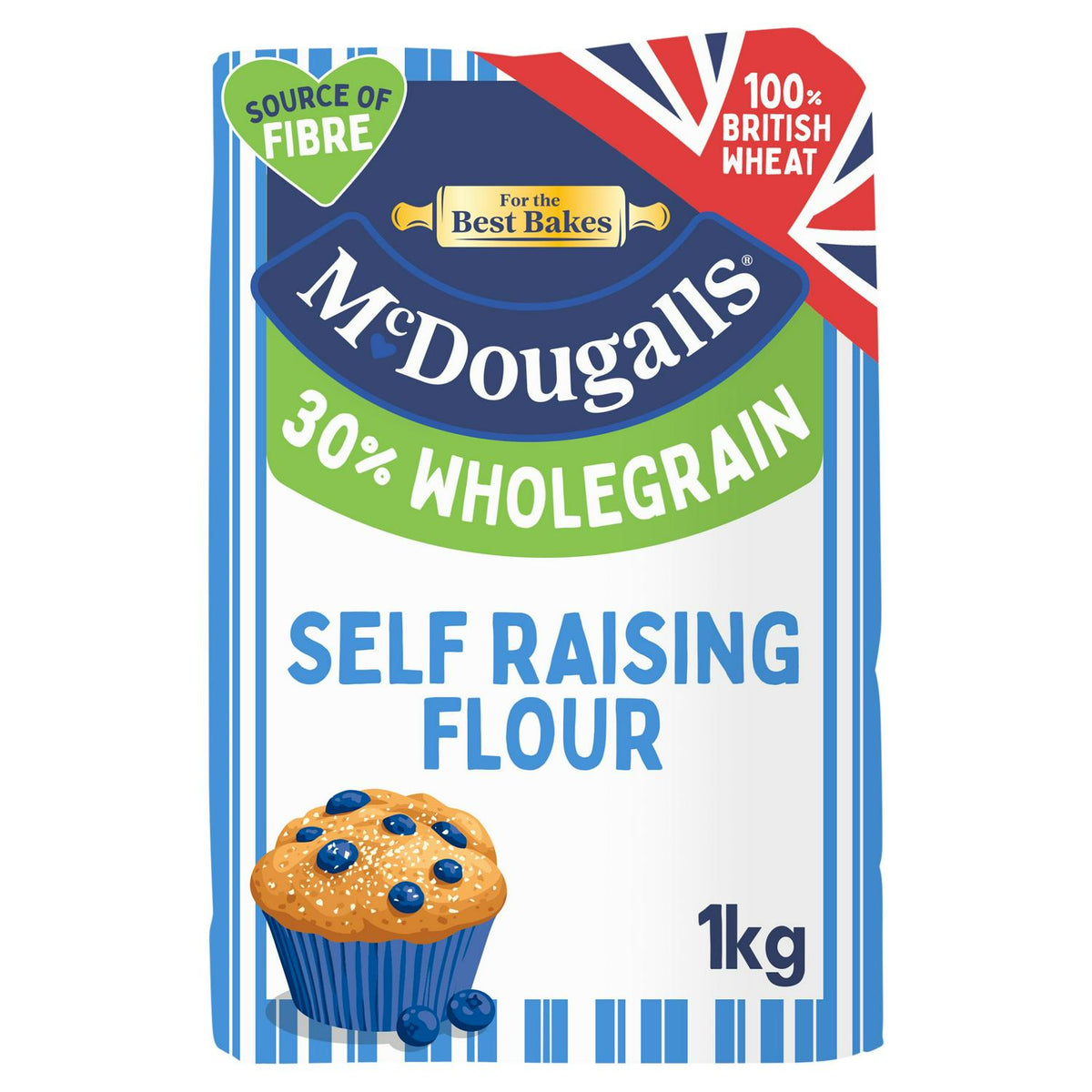 McDougalls white and wholegrain self raising flour 1kg, imported from the UK