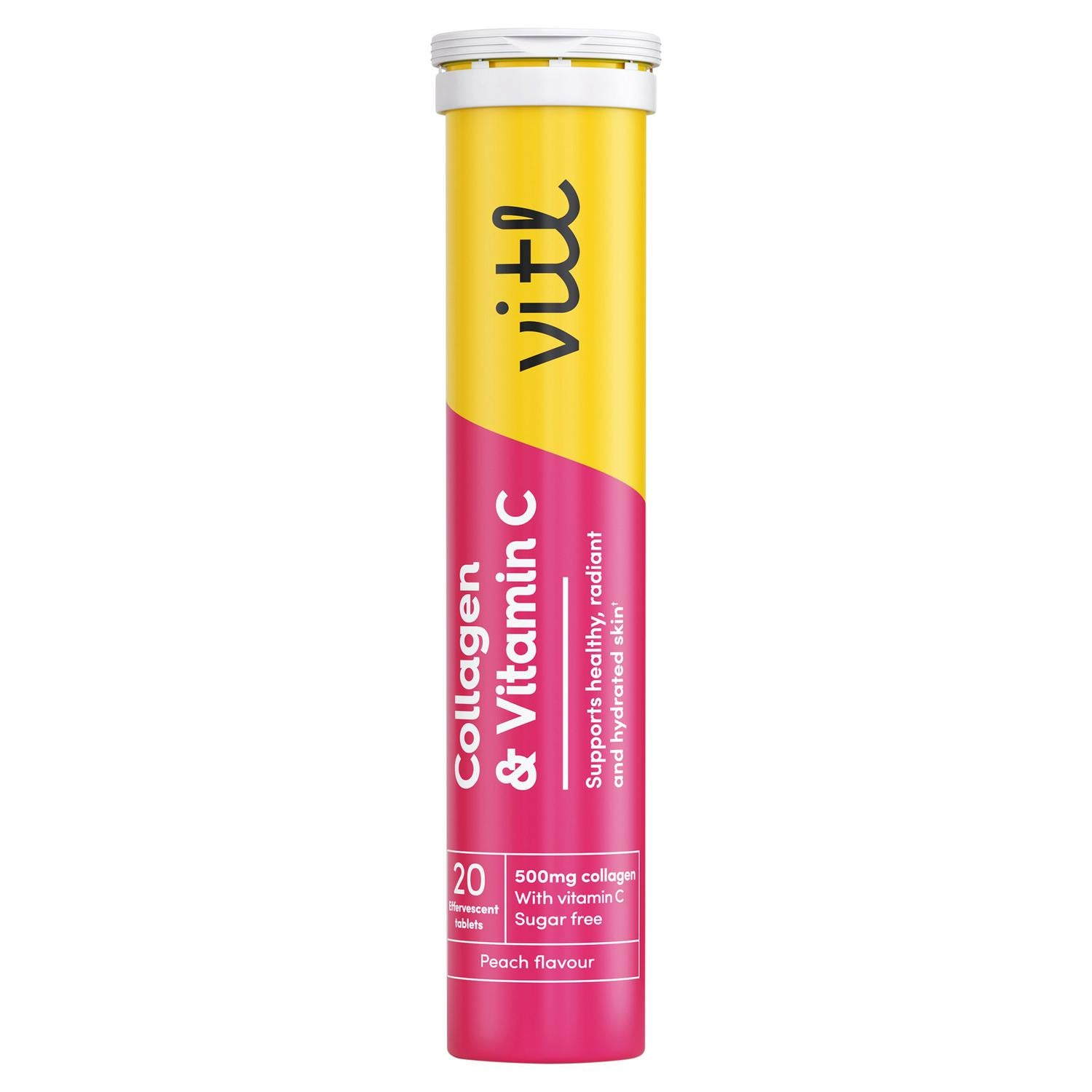 Vitl collagen and vitamin c peach tablets 20ct (British brand)