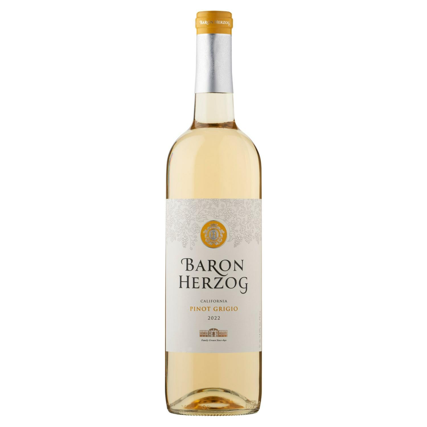 Baron Herzog Pinot Grigio wine bottle 750ml - British product