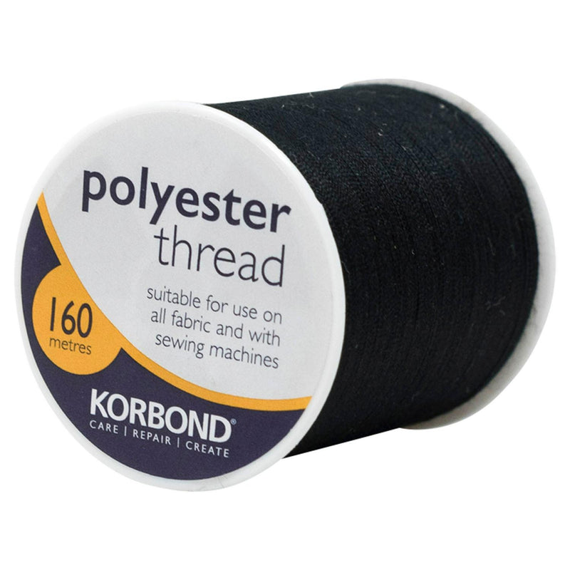 Korbond care and repair black polyester thread 160m, UK version