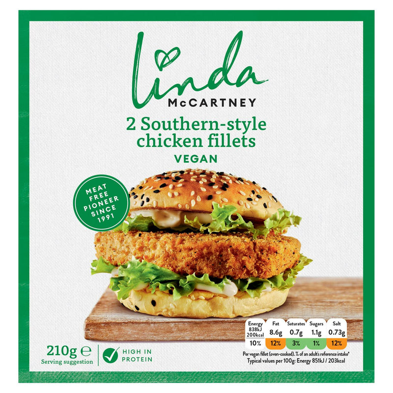 Linda McCartney Southern Style vegan chicken fillets 210g, UK version