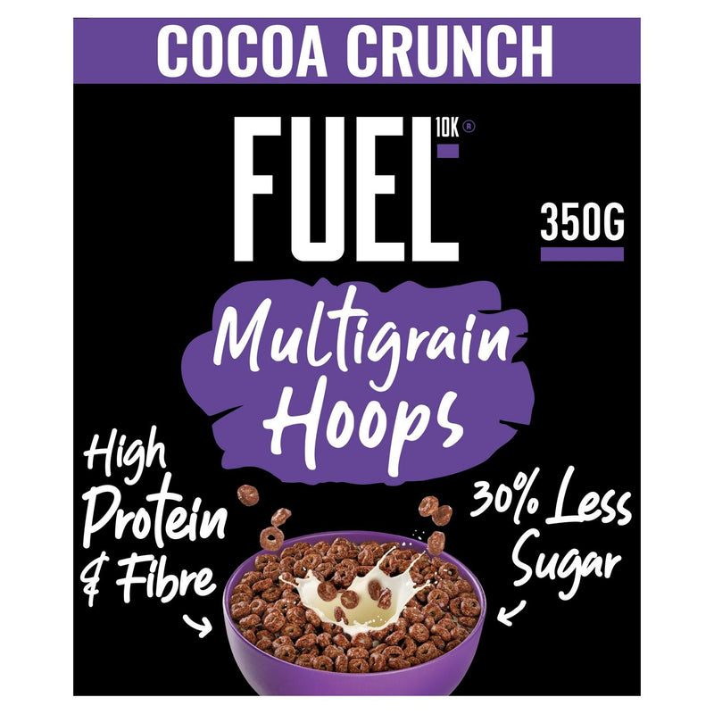 FUEL10K Chocolate Multigrain Hoops Cereal 350g - British product
