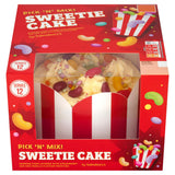 Sainsbury's sweetie cake decorated with sweets and sprinkles (British brand)