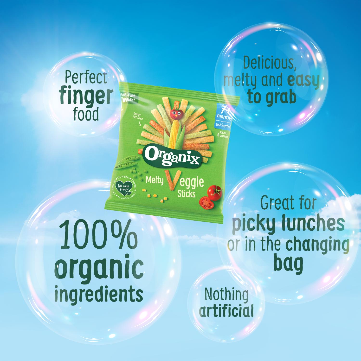 Organix baby puffs veggie sticks multipack 4x15g, UK version