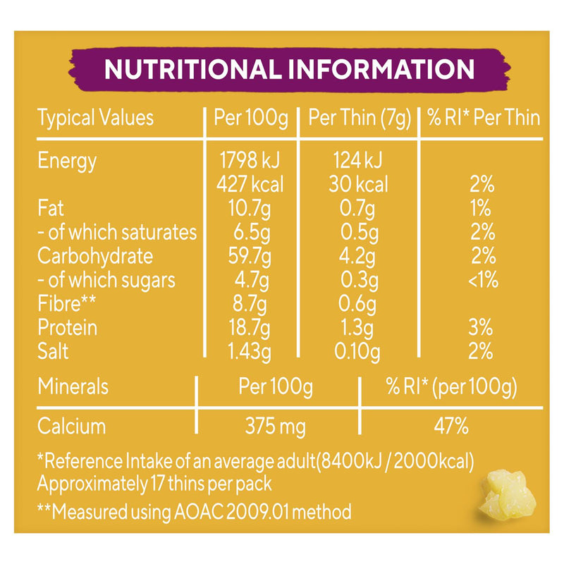 Ryvita Thins Three Cheese Flatbread Crackers 125g, imported from the UK