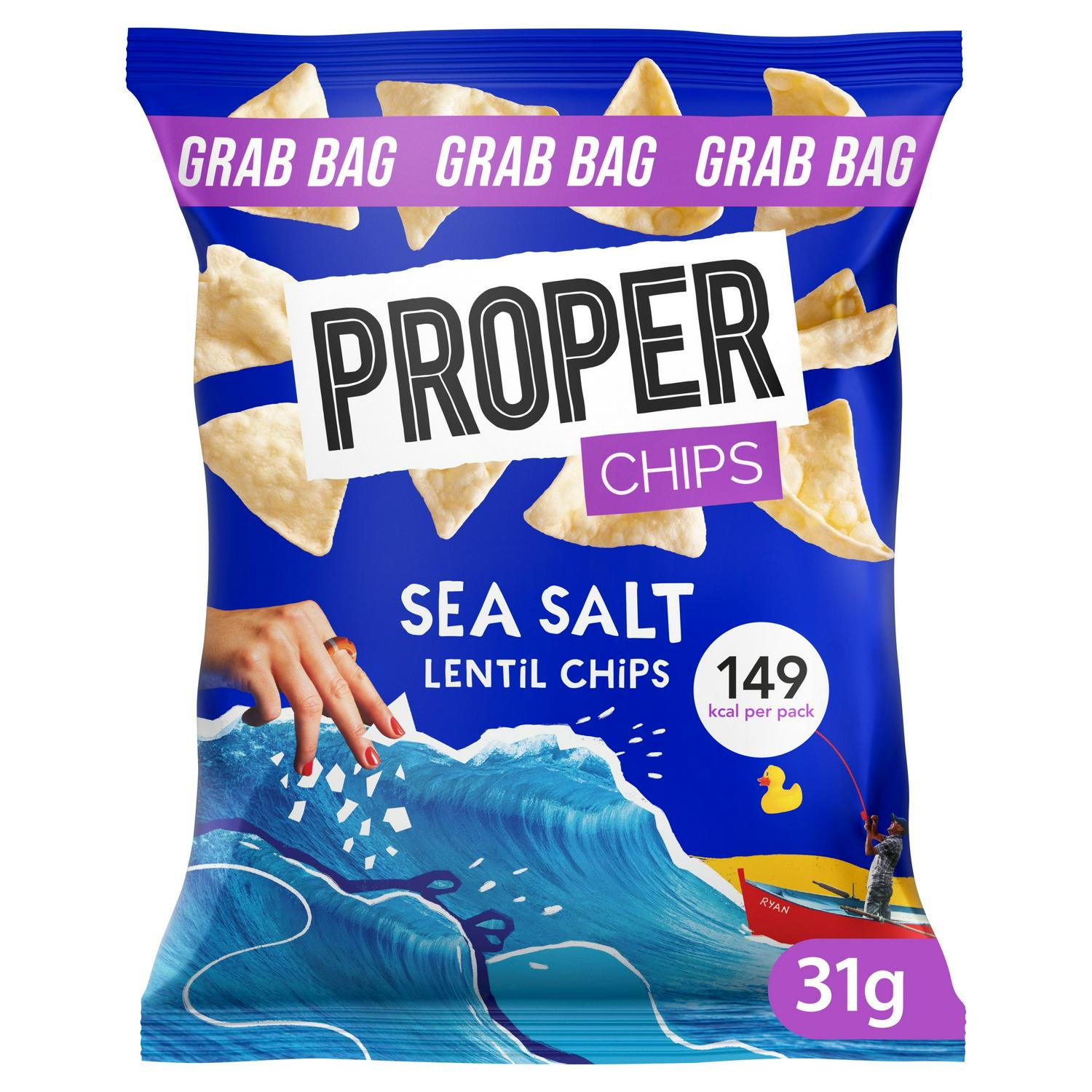 Proper lentil chips sea salt 31g, imported from the UK