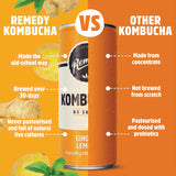 Remedy Kombucha Ginger Lemon 4 x 330ml, imported from the UK